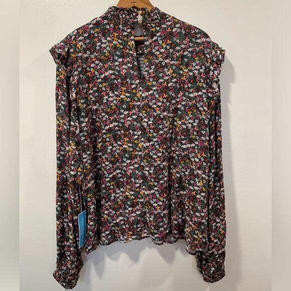 DRAPER JAMES Womens Blouse Sz 3X Green Western Floral Long Sleeve Smocked Top - Picture 8 of 11